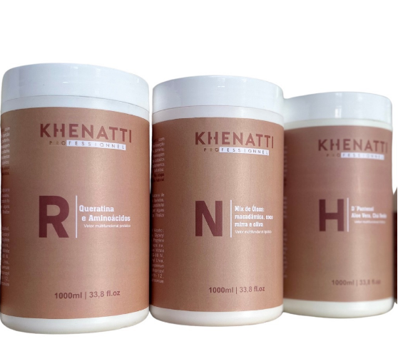 Cronograma Capilar Uso no Chuveiro em 3min Khenatti (3 Produtos de 1kg cada) 3000g - foto 1